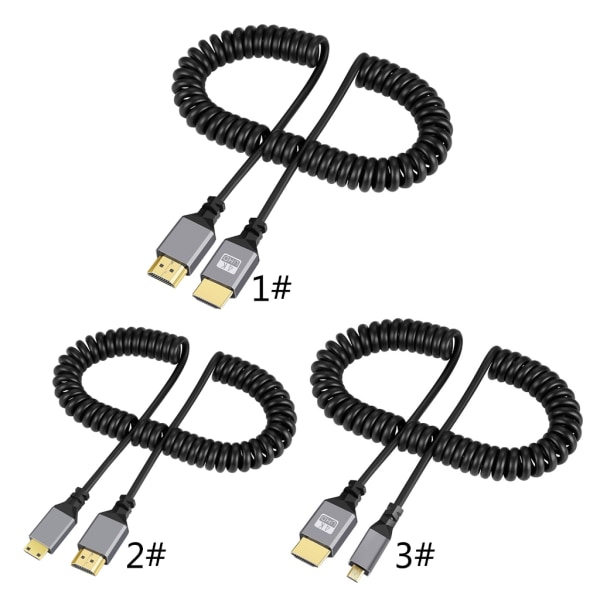 4K@60Hz HDMI-kompatibel med HDMI/MINI HDMI/ Micro HDMI/Coiled Extension Flexibel spiralkabel hane till hane-kontakt null - 1