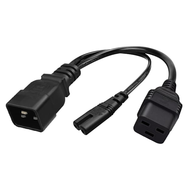IEC320 C20–C7+C19 Y-tyypin jakajan power , IEC 320 C20 uros–C7+C19 naaras power kaapeli