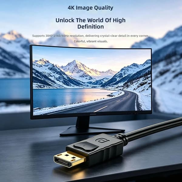 Mini DisplayPort–DisplayPort-sovitinkaapeli tukee 4K UHD -videota