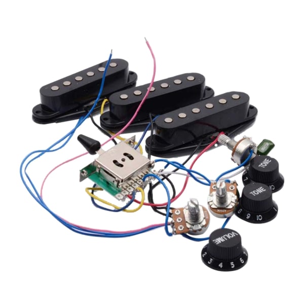 Gitar Forkablet ledningsnett 3 stk Elgitar ledningsnett Forkablet pickuper og 5-veis omformer 2T1V Pickup Selesett