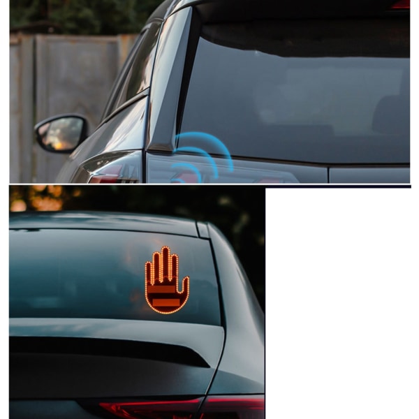 Fjärrkontroll bilfingerljus, 3 gester bil bakfönster LED skyltljus, bil LED skylt Hand gest ljus Colorful