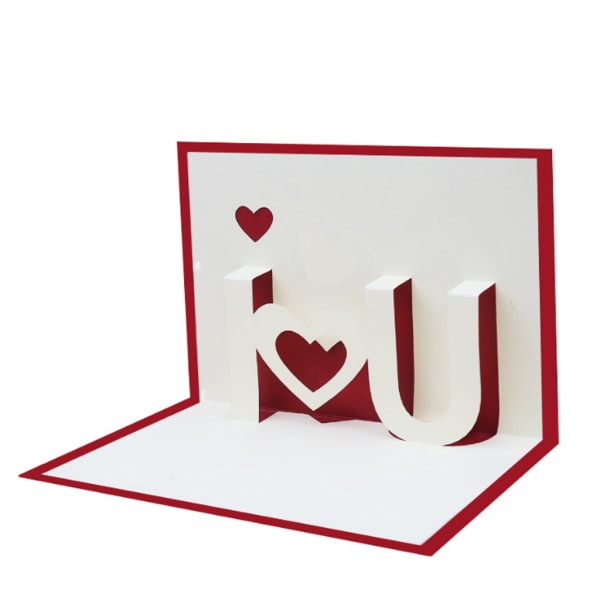 3D för popup-kort jag älskar dig gratulationskort med kuvertvykort för valentin Red