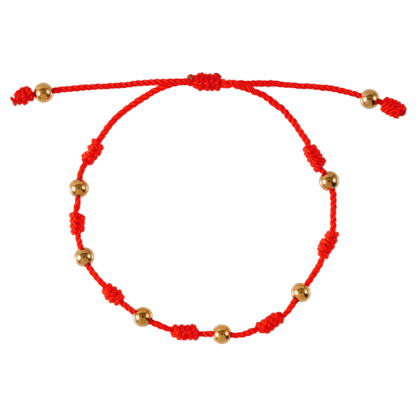 Handgjorda 7 knops rött rep armband Lycka till Amulett för framgång och välstånd Man Kvinna Ungdom Vänskap Armband Gold