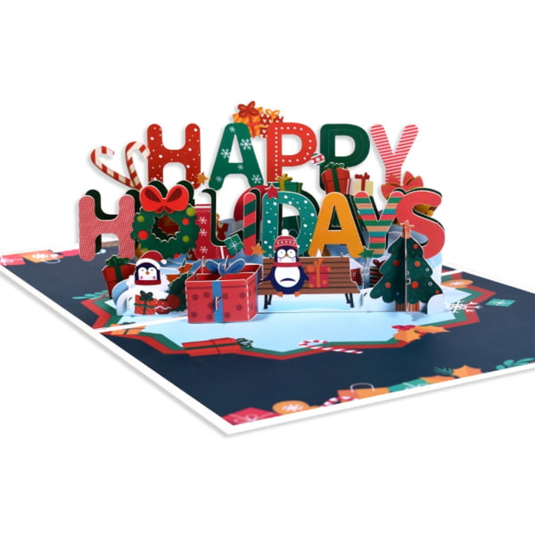 Set 3D gratulationskort med gör-det-själv-meddelande och kuvert Festliga dekorationer Julfirande