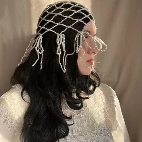 Faux perlehodekjede til bryllupsstyling og bilder