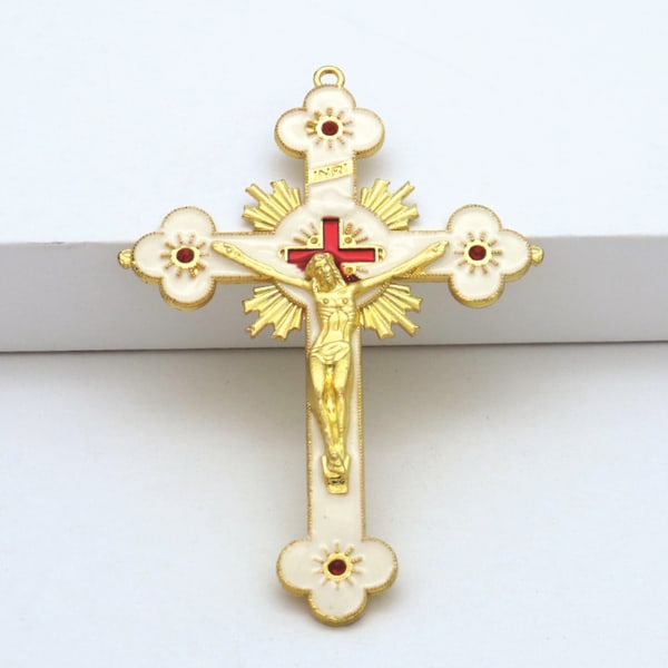 Metall Emalj Kristall Blomma Krucifix för Kors Andlig Religiös Jesus Katolsk Välsignelse Tro Gåvor Bön Kyrka dec null - 1