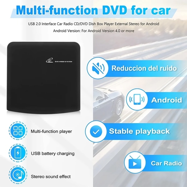 USB gränssnitt Bilradio DVD Disc Box Player Extern stereo för bärbar dator Desktop