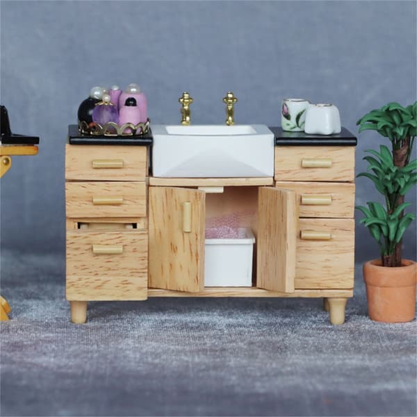 1/12 Miniatyr Håndvaskskap for Dukkehus Baderomsscenevisning