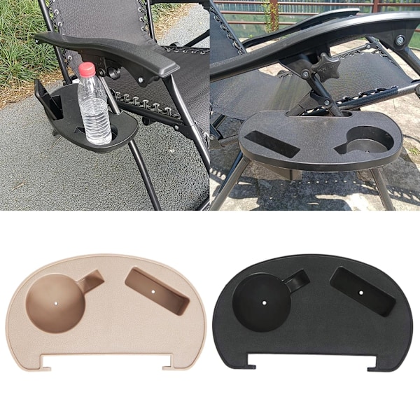 Lounges Chair Cup Holder Bakke & Mobiltelefon Slot Clip på Siderne Kop Bord Bakke Khaki