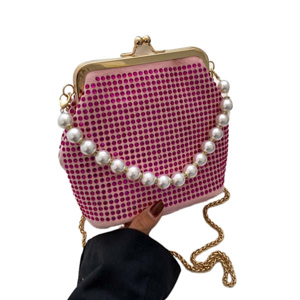Trendig kvällsväska för kvinnor med kedjehandväska Chic resefesttillbehör Pink