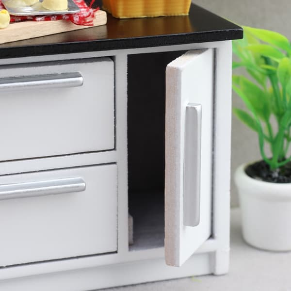 Miniature Træskab med Funktionel Skuffe Modelfurnitur til Dukkehus