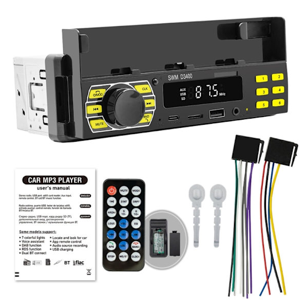 Kannettava auton digitaalinen näyttö FM MP3-soitin Handsfree-puhelut Langaton USB Auto Stereo Radioelektroniikka maantieajoille