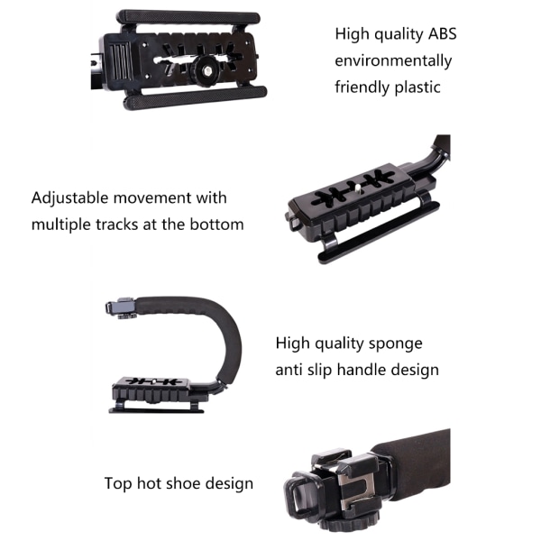 Handhållen kamerastabilisator med ABS-konstruktion och halkfritt U-grepp lättviktsdesign för kamera, DSLR-kameror