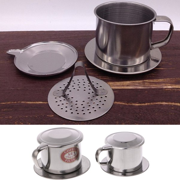 Vietnamesiskt kaffefilter Rostfritt stål Maker Pot Infuse Cup Servering Delicious L