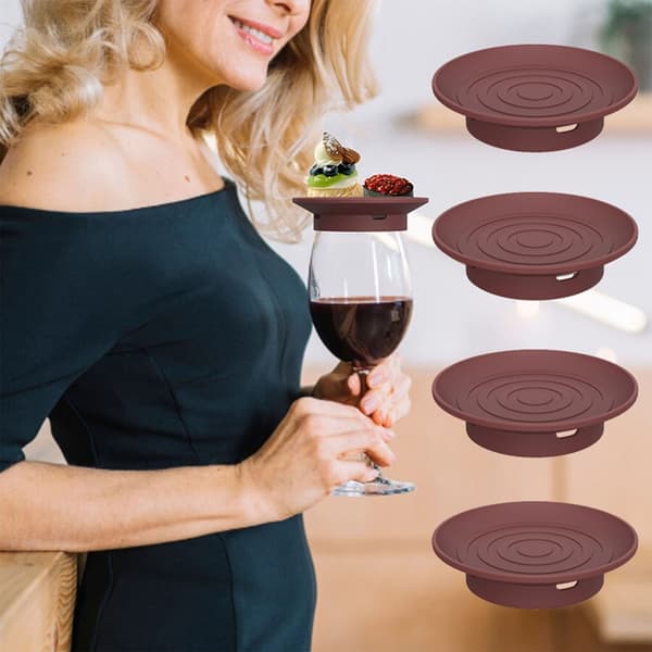 Flexibla Matsäkra Vinglas Skydd Och Serveringsbricka 4-pack