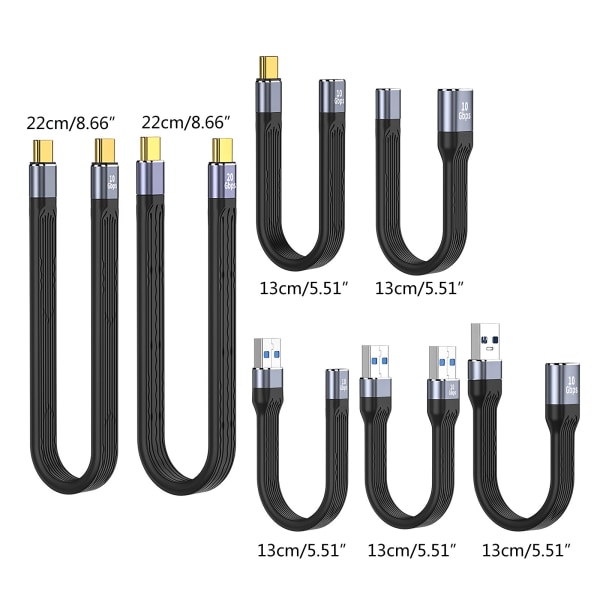 USB-C-laddarkabel för 3 enheter, 13/22 cm USB datakabel C