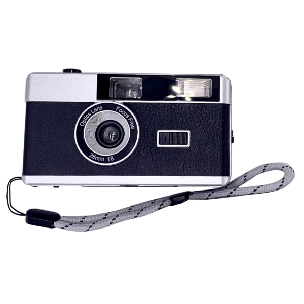 Retro 35 mm peka och skjut filmkamera med blixtfångstminnen i film perfekt för fotografintusiaster