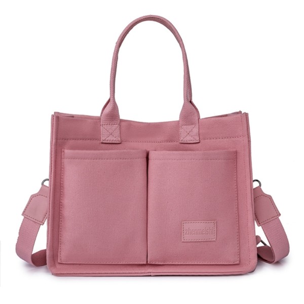 Kvinner Messenger Bag Stor kapasitet Skulderveske Håndveske Canvas Crossbody Bag Pink