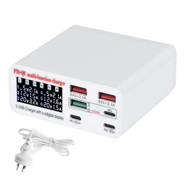 87W Quick Charge QC3.0 USB Opladerstationer LCD Display USB Oplader Telefon Tablet PD Hurtigoplader til mobiltelefoner