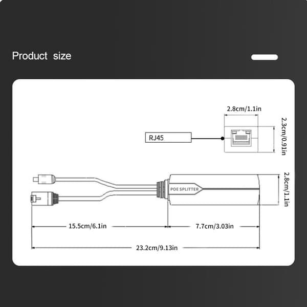48V til 12V DC5.5x2.1mm POE Splitter Strømadapter til Netværksenhed