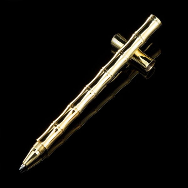 Business Signering Penna Mässing Pen Lock Signature Pen Påfyllningsbar Gel Penna för bröllop Plating silver