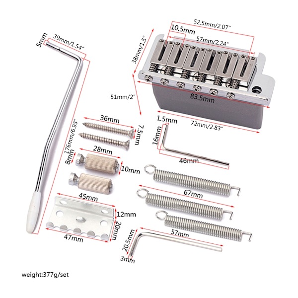 Tremolo Bridge Set for Strat Elektrisk Gitar Erstatningsdeler