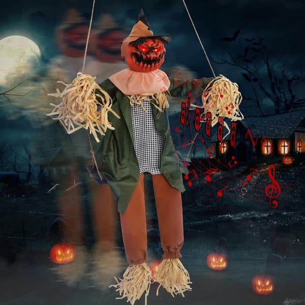Bevægelsesaktiveret Halloween-dekoration med lysende græskar og lydeffekt