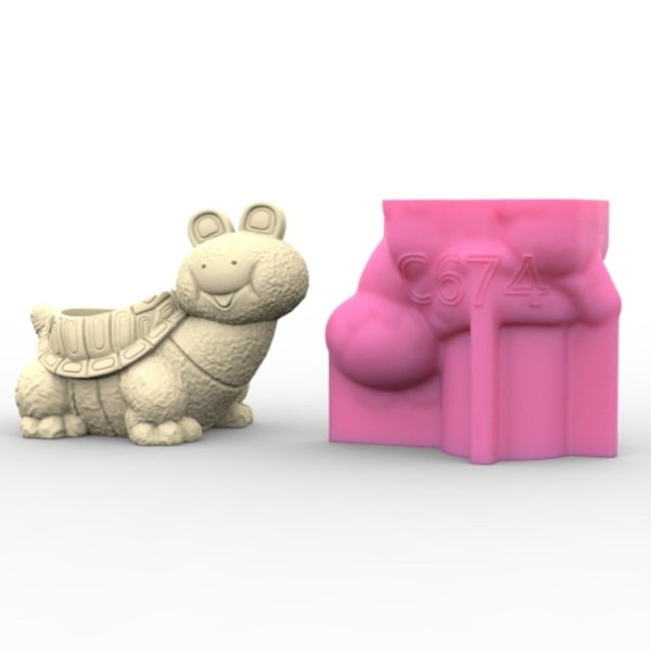 Tecknad sköldpadda blomkrukor Form Epoxihartsformar Molds Ljushållare Cementplanterare Silikonform Mould