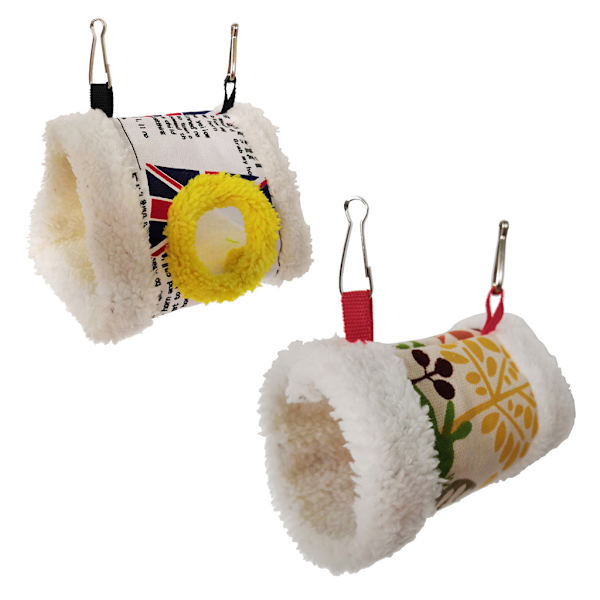 Parrot Snuggle Hut Bird Warm Nest Plysch Hängmattetält Vintersäng med 2 metallkrokar för små parakiter Conures Small cylinder