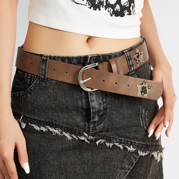 Trendy Gotisk Belte Glitrende Rhinestones Studs Justerbart PU Midjebånd Gave