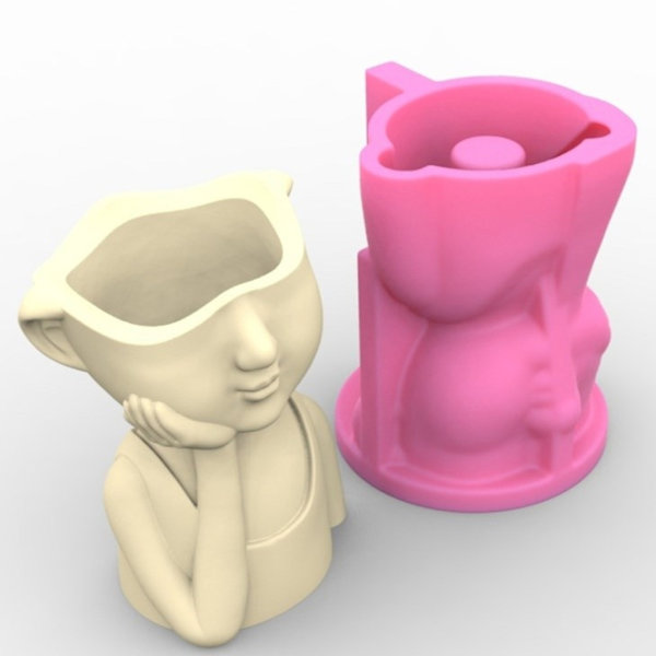 Söt pojke Ljus Silikon Form Tecknad Blomkrukor Form Ljus Bricka Form Inredning