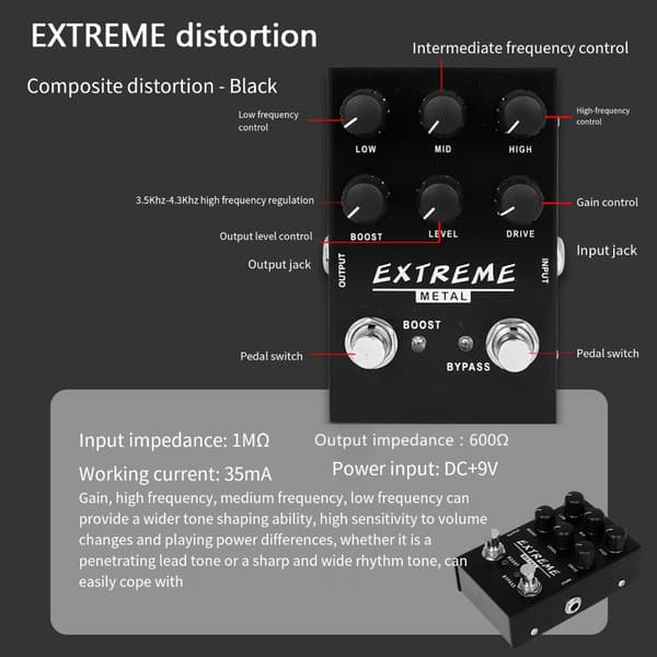 Multifunktionell Elektrisk Gitarr Distortion Pedal Digital Delay Tillbehör