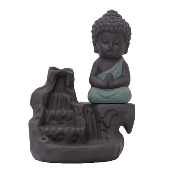 Keramisk Little Monk Smoke Backflow Cone Røgelseholder Røgelse til Brænder Decorat