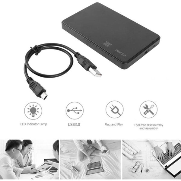 Hårddisk för Case Box Extern USB 3.0 2.5 tum Sata Seriell SDD-hölje 6 Gbps Black