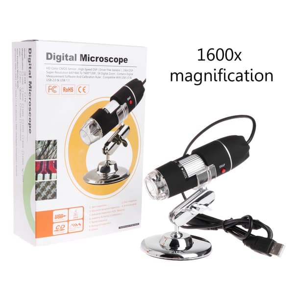 0x-1600x Digital forstørrelse med stativ 8 LED til Windows til Mac