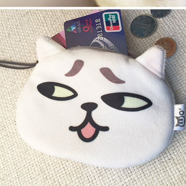 Tecknad Cat Face Change Purse Hörlursväska med dragkedja för myntväska C