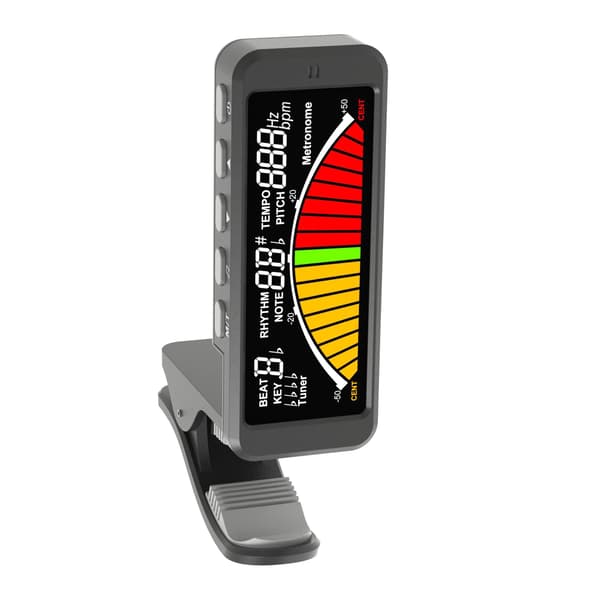 Universell clip-on gitarrstämmare med tydlig LCD-skärm