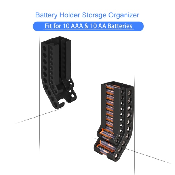 Praktisk batterivägghållare Enkel att använda behållare för AAA&AA batterier case Perfekt för hem, kontorsbruk Black