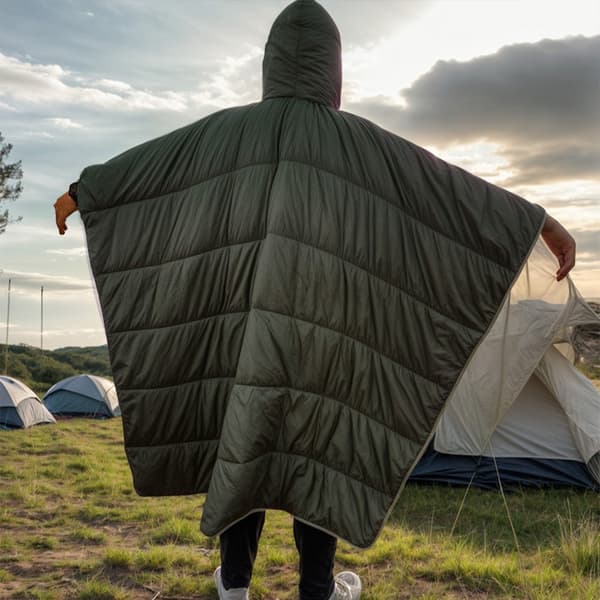 Camping Varm Sovepose Bærbar Kappe Vindtæt Hætteklæde