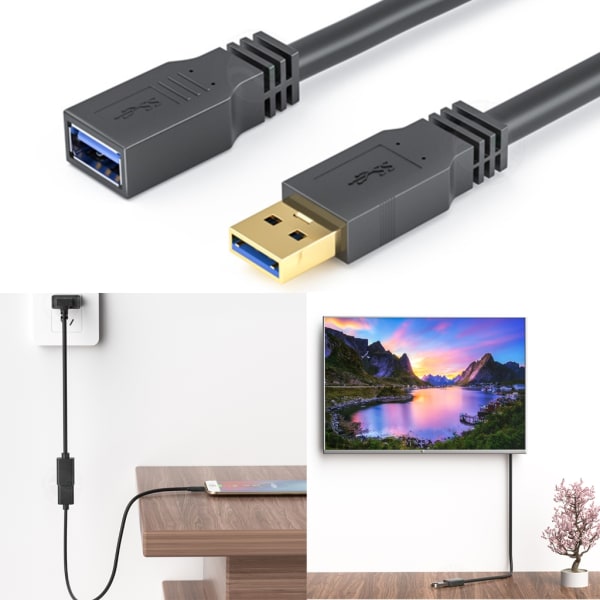 USB3.0 förlängningssladd förlängningskabel för PC, bärbar dator, TV, telefon, hårddisk, mus, tangentbord, U-skiva hållbart plastmaterial 2m