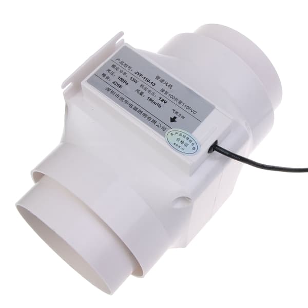 12V 4-tommers Inline Kanalventilator Ventilation til Badeværelse og Køkkenventilation