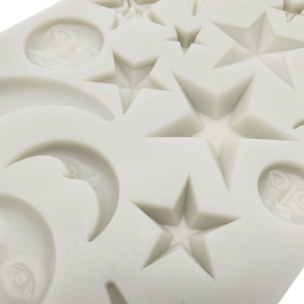 3D Stjerne Måne Ansigt Formet Fondantform Mini Slikbageform Let at Rengøre