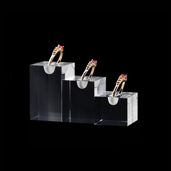 1 Set Ring Hållare Klar Akryl Rektangel Smycken Display Hållare Ring Förvaring Organizer Ställ för smycken Vigselring