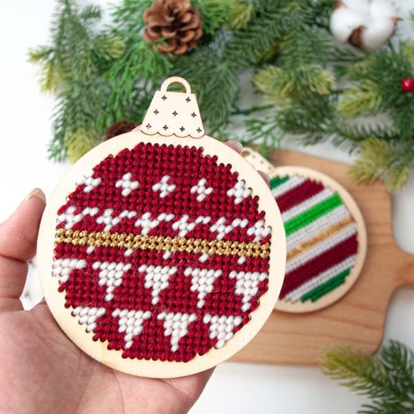 Runde Træ Broderisæt til Børn Begyndere DIY Julehåndværk