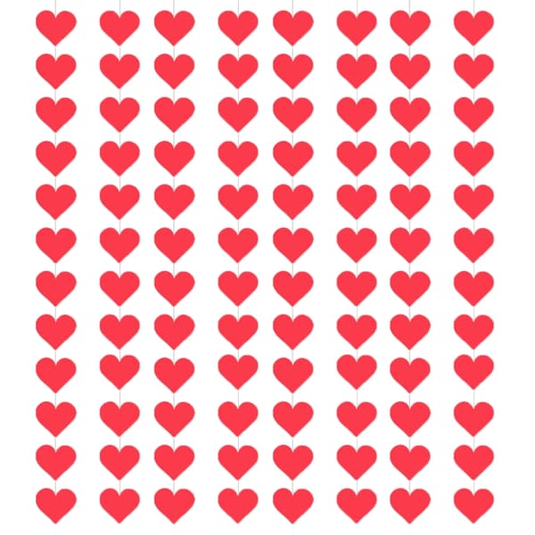 8 stk. Elegante hjertehængende streamers Valentinsdag loftspynt
