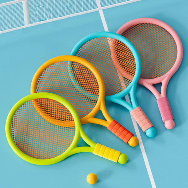 Kid Badminton Fjädrar Tennisracketar Set för barn Utomhus inomhussport Green and blue