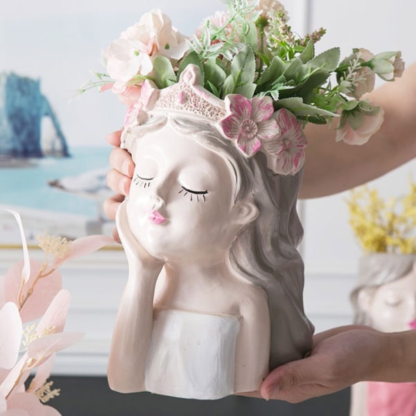 DIY Crown Girls Blomsterpotte Silikonformer Pennholder Epoksyharpiksform Sukkulentplanteverktøy for gjør-det-selv-håndverk