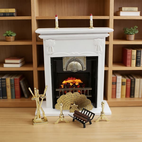 Mantel 1:12 Realistiska Eldstäder Tillbehör Modell Mantel Dekorativ Låtsaslek
