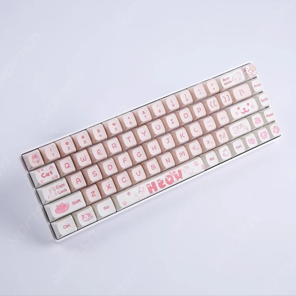 PBT Keycaps Cartoon Pink Cat XDA Höjd 133st Full Set Femsidig Thermal Sublimation Keycap för mekaniskt tangentbord