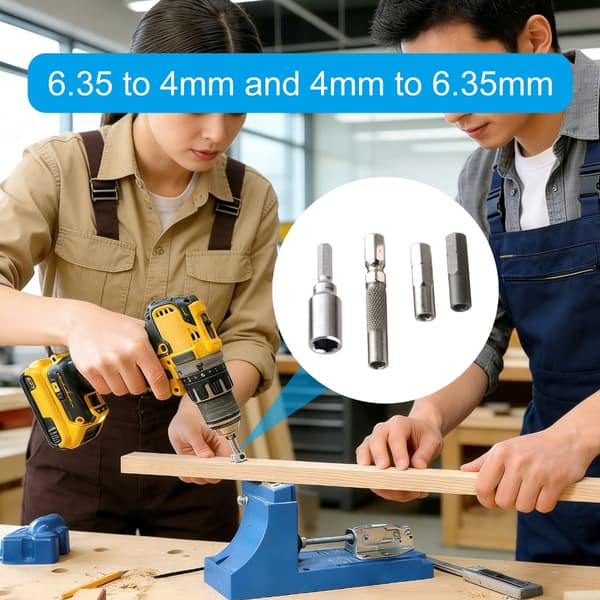 4 stk. adapter til elektrisk skruetrækker 1/4\" til 4 mm bit magnetisk adaptersæt